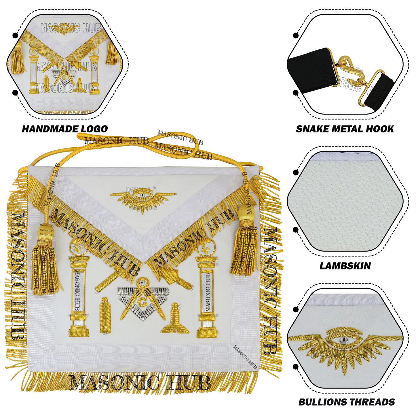 Masonic Master Mason Working Tools Apron