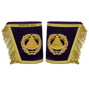 Masonic Grand Master Apron Set – Sheepskin Leather, Gold Bullion Embroidery + Chain Collar, Jewel & Gauntlet Cuffs Masonic Hub