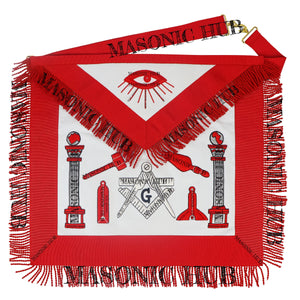 Handcrafted Lambskin Masonic Master Mason Working Tools Apron with Red Fringe My Store