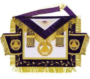 Masonic Grand Master Apron Set – Genuine Sheepskin Leather, Gold Bullion Embroidery + Matching Cuffs Masonic Hub