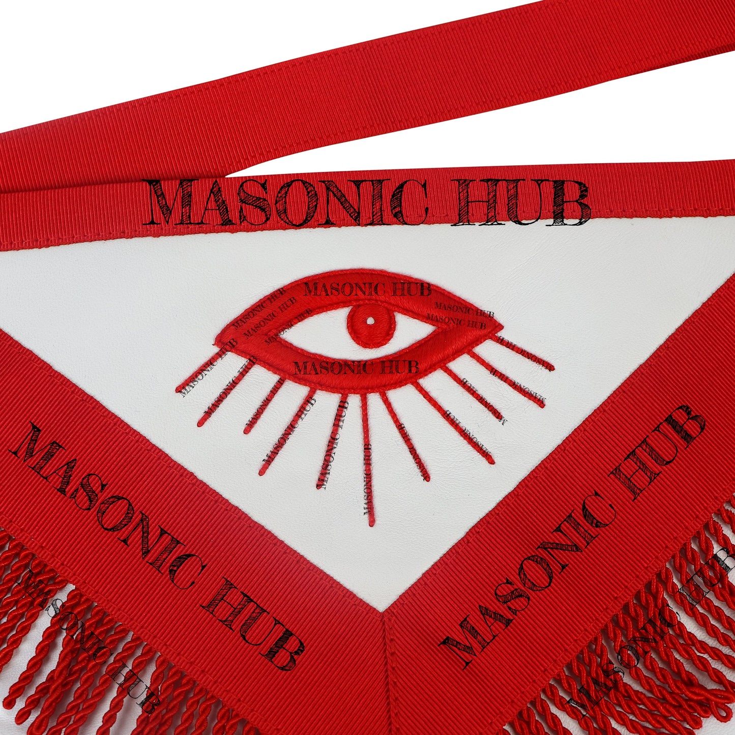 Handcrafted Lambskin Masonic Master Mason Working Tools Apron with Red Fringe