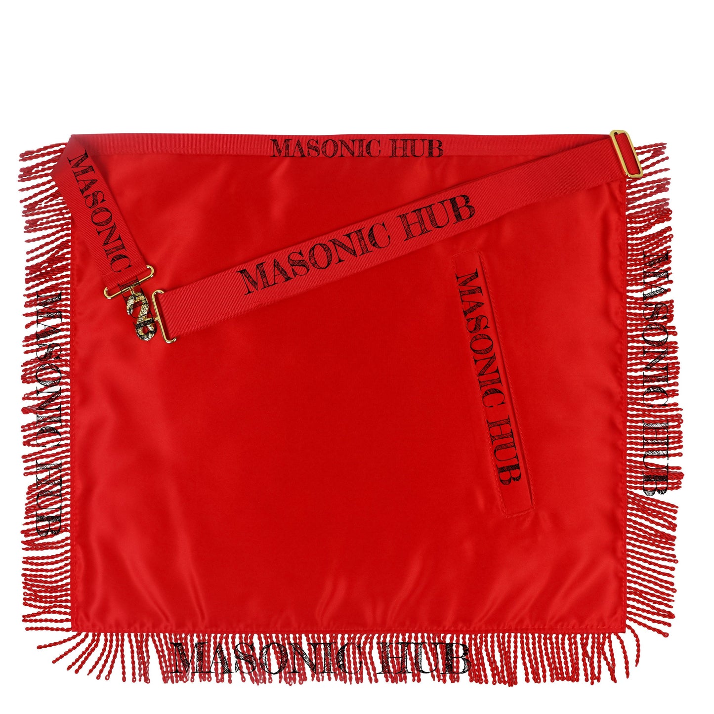 Handcrafted Lambskin Masonic Master Mason Working Tools Apron with Red Fringe