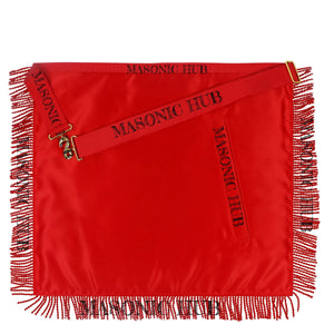 Handcrafted Lambskin Masonic Master Mason Working Tools Apron with Red Fringe My Store