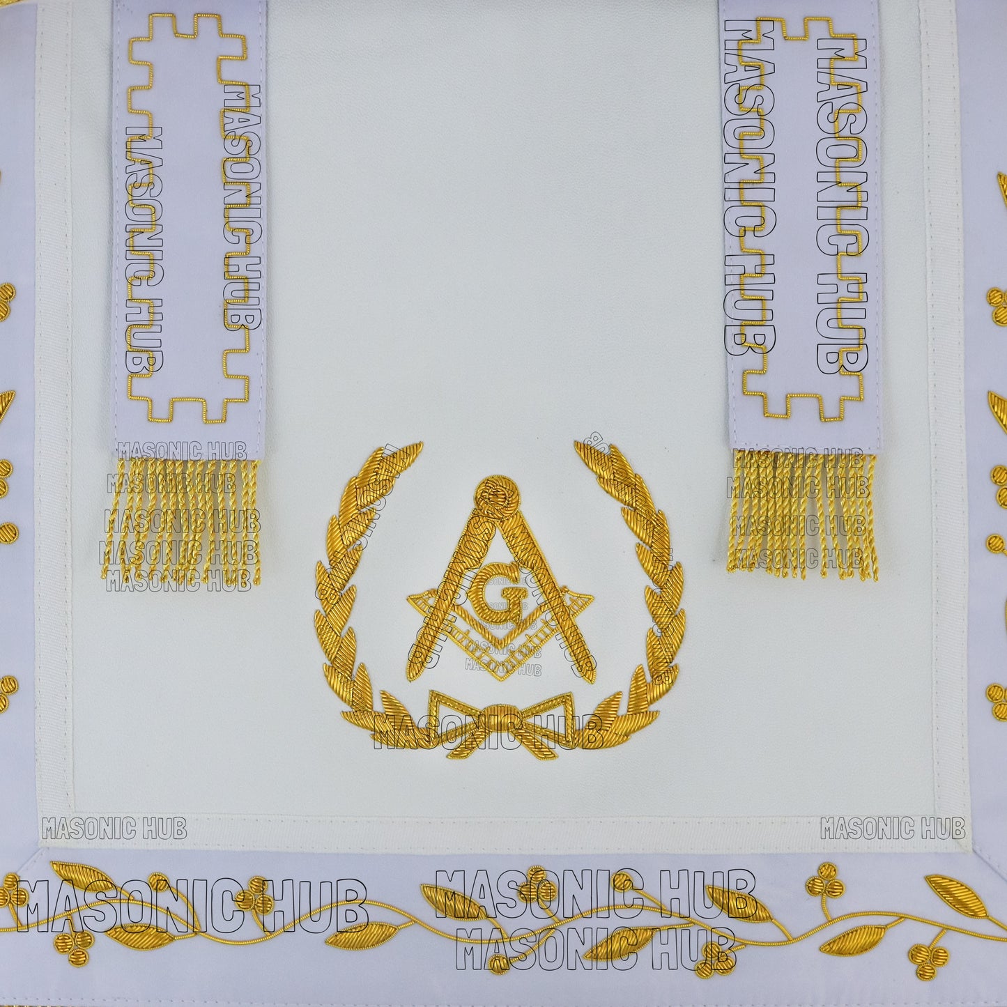 Handmade Masonic Master Mason Apron – 100% Lambskin & Gold Bullion Embroidery