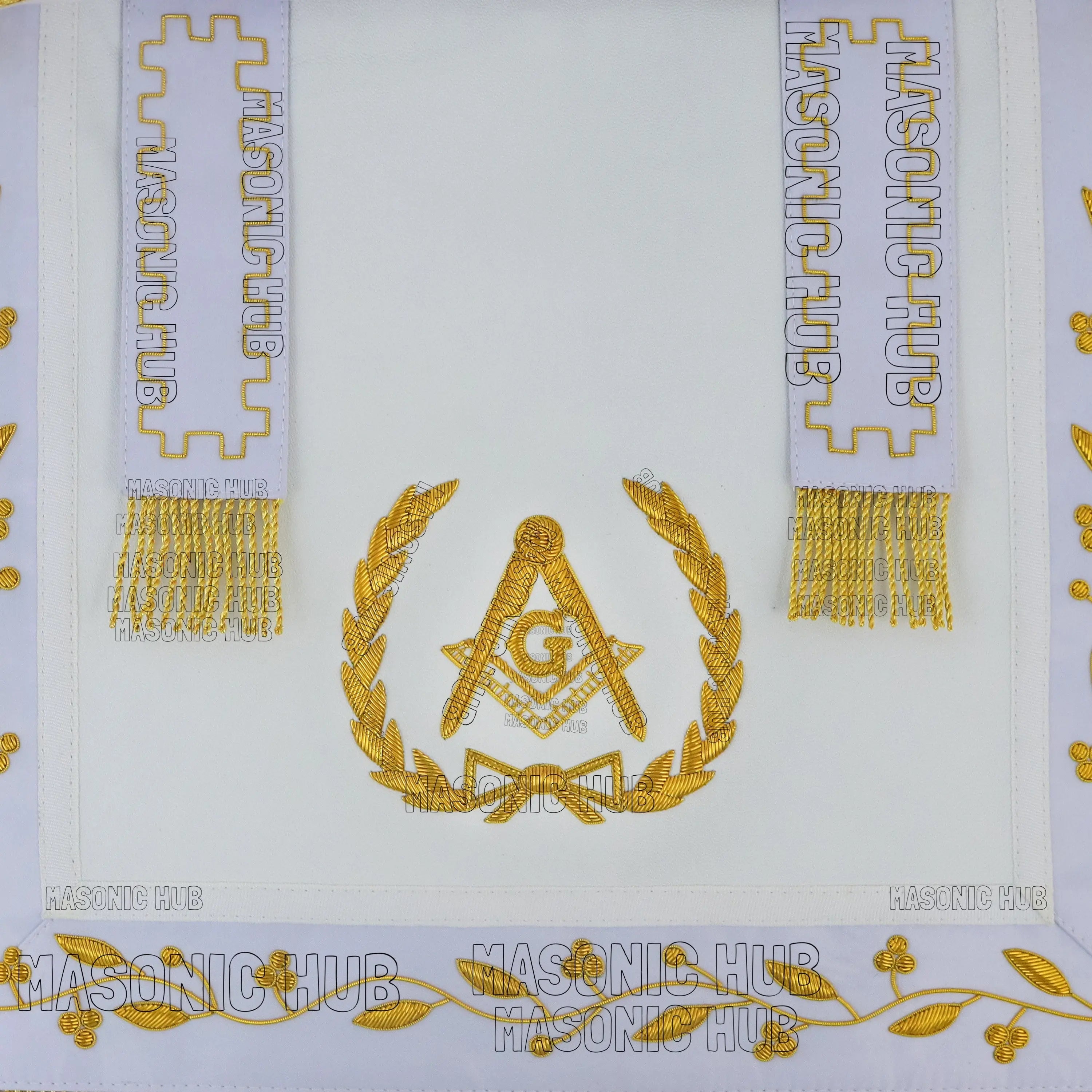 Handmade Masonic Master Mason Apron – 100% Lambskin & Gold Bullion Embroidery Masonic Hub
