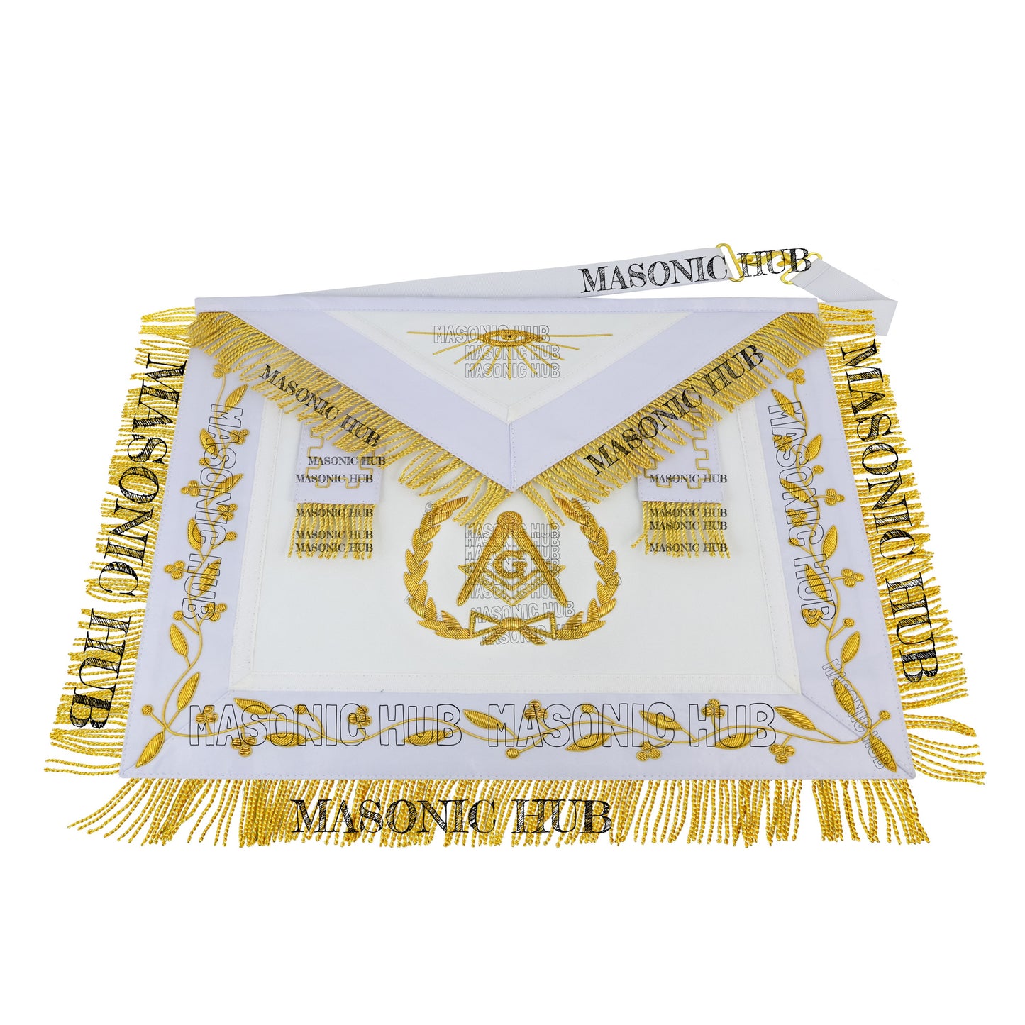 Handmade Masonic Master Mason Apron – 100% Lambskin & Gold Bullion Embroidery