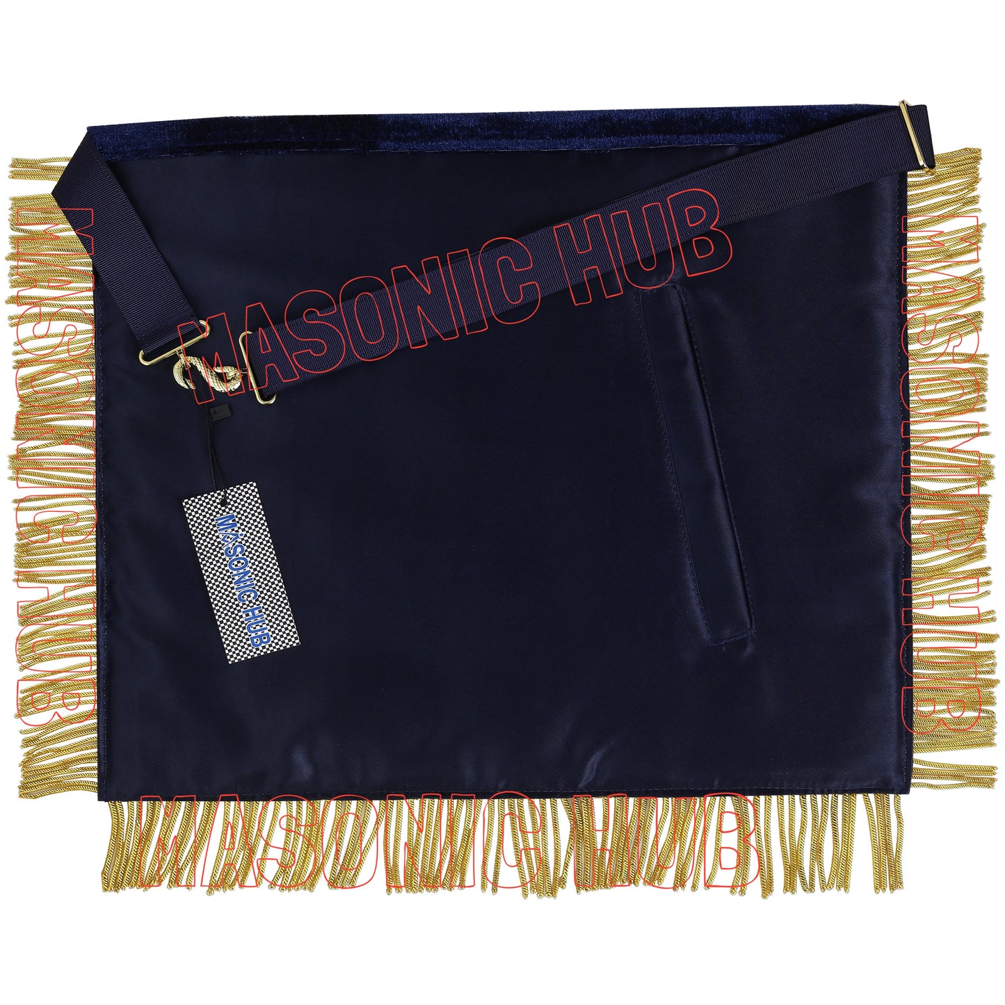 Handmade Masonic Past Master Apron - Compass & Square, Sun, M B - Gold Bullion