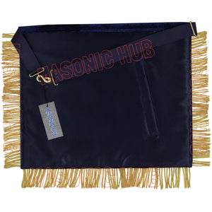 Handmade Masonic Past Master Apron - Compass & Square, Sun, M B - Gold Bullion Masonic Hub
