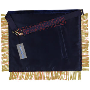 Handmade Masonic Past Master Apron - Compass & Square, Sun, M B - Gold Bullion Masonic Hub