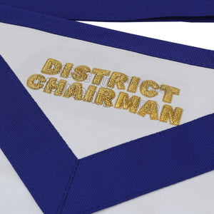 Masonic District Chairman Apron - 100% Lambskin, Hand-Embroidered Bullion Wreath Masonic Hub