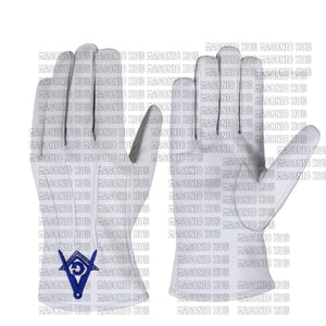 Master Mason White Leather Gloves – Square & Compass “G” Embroidered | Blue Lodge Masonic Regalia Masonic Hub