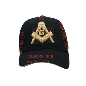 Handmade Masonic Compass & Square Baseball Cap – Bullion Embroidery - Rhinestone My Store
