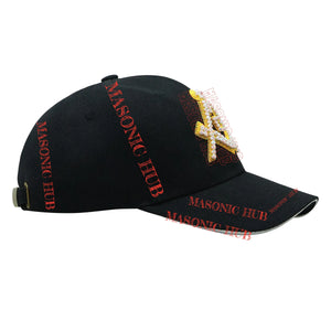 Handmade Masonic Compass & Square Baseball Cap – Bullion Embroidery - Rhinestone My Store