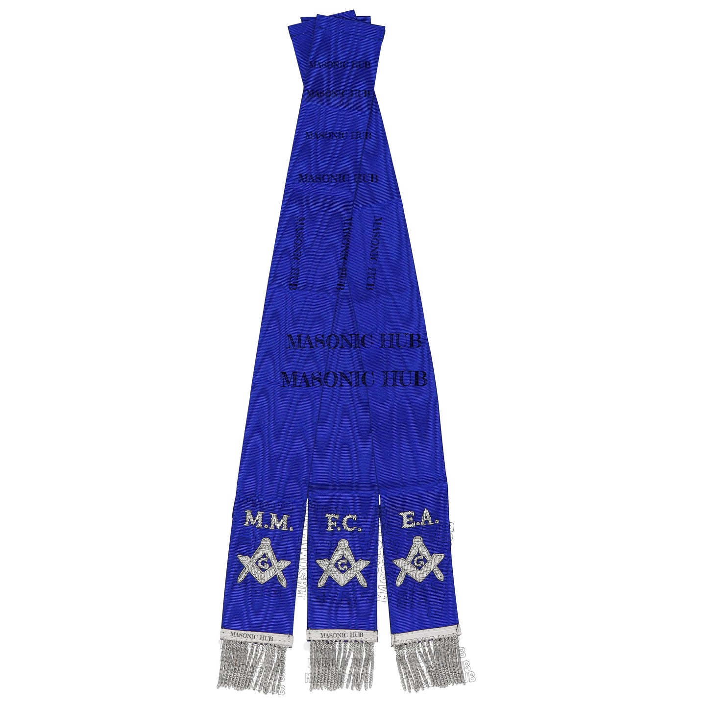 Masonic Bible Markers – Hand-Embroidered Royal Blue Ribbon with Silver Bullion Threads