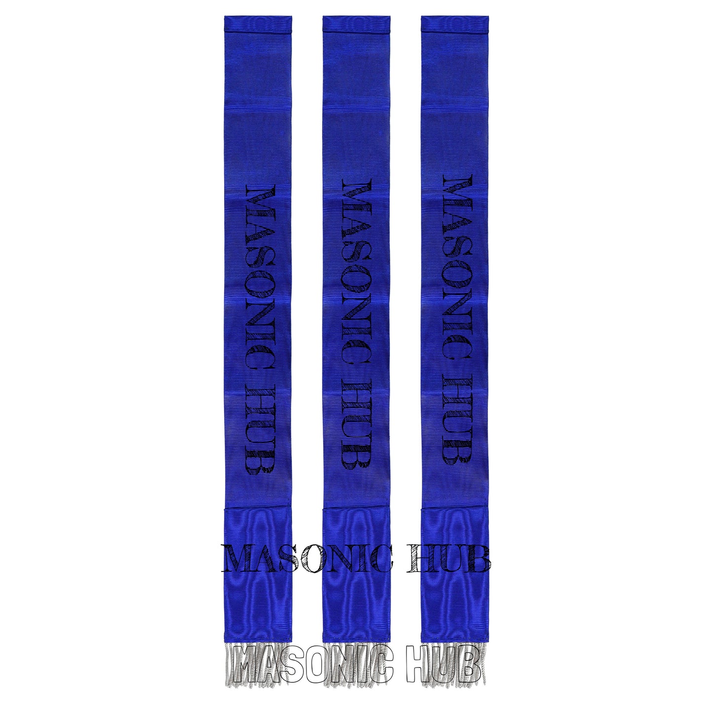Masonic Bible Markers – Hand-Embroidered Royal Blue Ribbon with Silver Bullion Threads