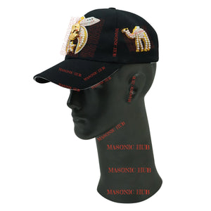 Masonic Shriner Black Cap – Handcrafted with Star Emblem, Rhinestones & Bullion My Store