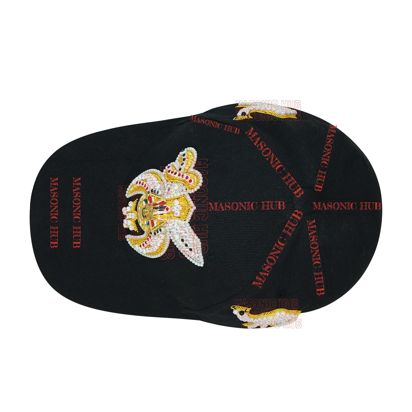 Masonic Shriner Black Cap – Handcrafted with Star Emblem, Rhinestones & Bullion