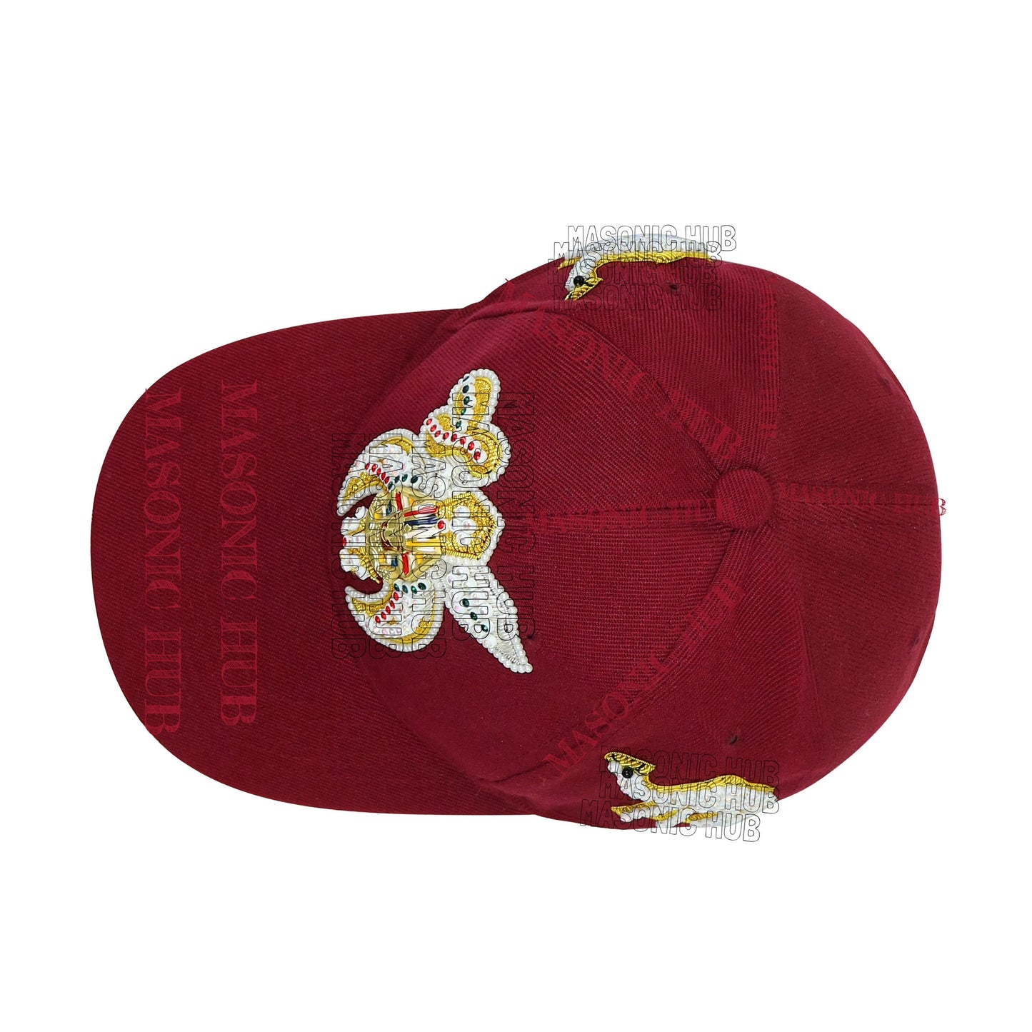 Masonic Shriner Maroon Cap – Handcrafted with Star Emblem, Rhinestones & Bullion