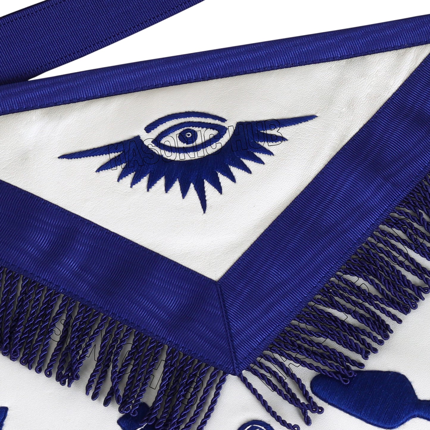 Handcrafted Lambskin Masonic Master Mason Apron with Blue Fringe