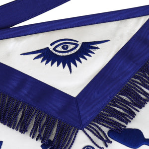 Handcrafted Lambskin Masonic Master Mason Working Tool Apron with Blue Fringe Masonic Hub