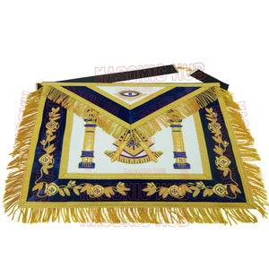 Gold Hand Bullion Past Master Embroidery 100% Lambskin Aprons Past Master- GOLD FRINGE My Store