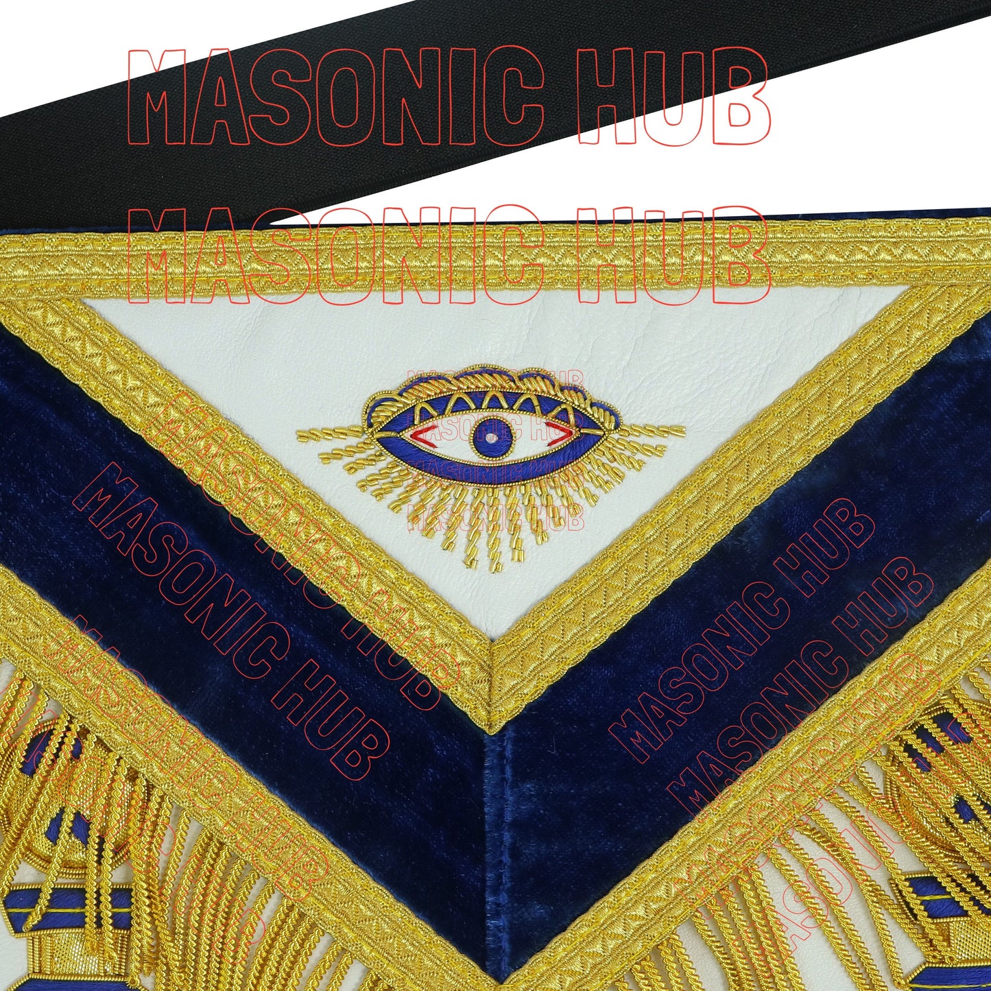 Gold Hand Bullion Past Master Embroidery 100% Lambskin Aprons Past Master- GOLD FRINGE