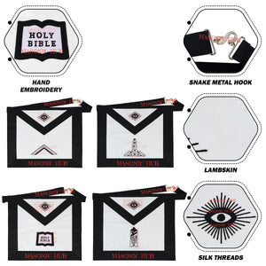 Handmade Masonic Funeral Apron – Lambskin & Silk Embroidery – Blue Lodge Officer Masonic Hub