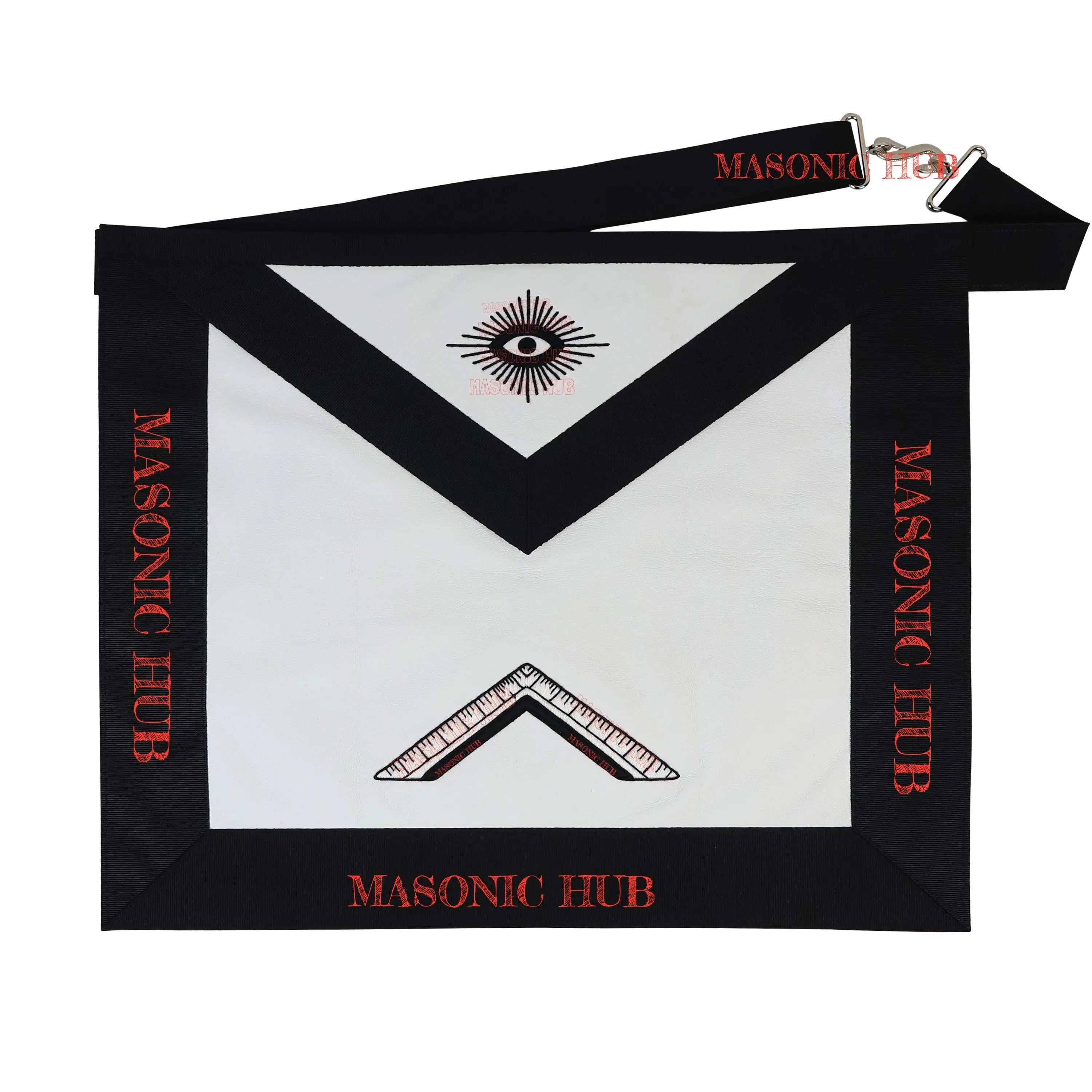 Handmade Masonic Funeral Apron – Lambskin & Silk Embroidery – Blue Lodge Officer Masonic Hub