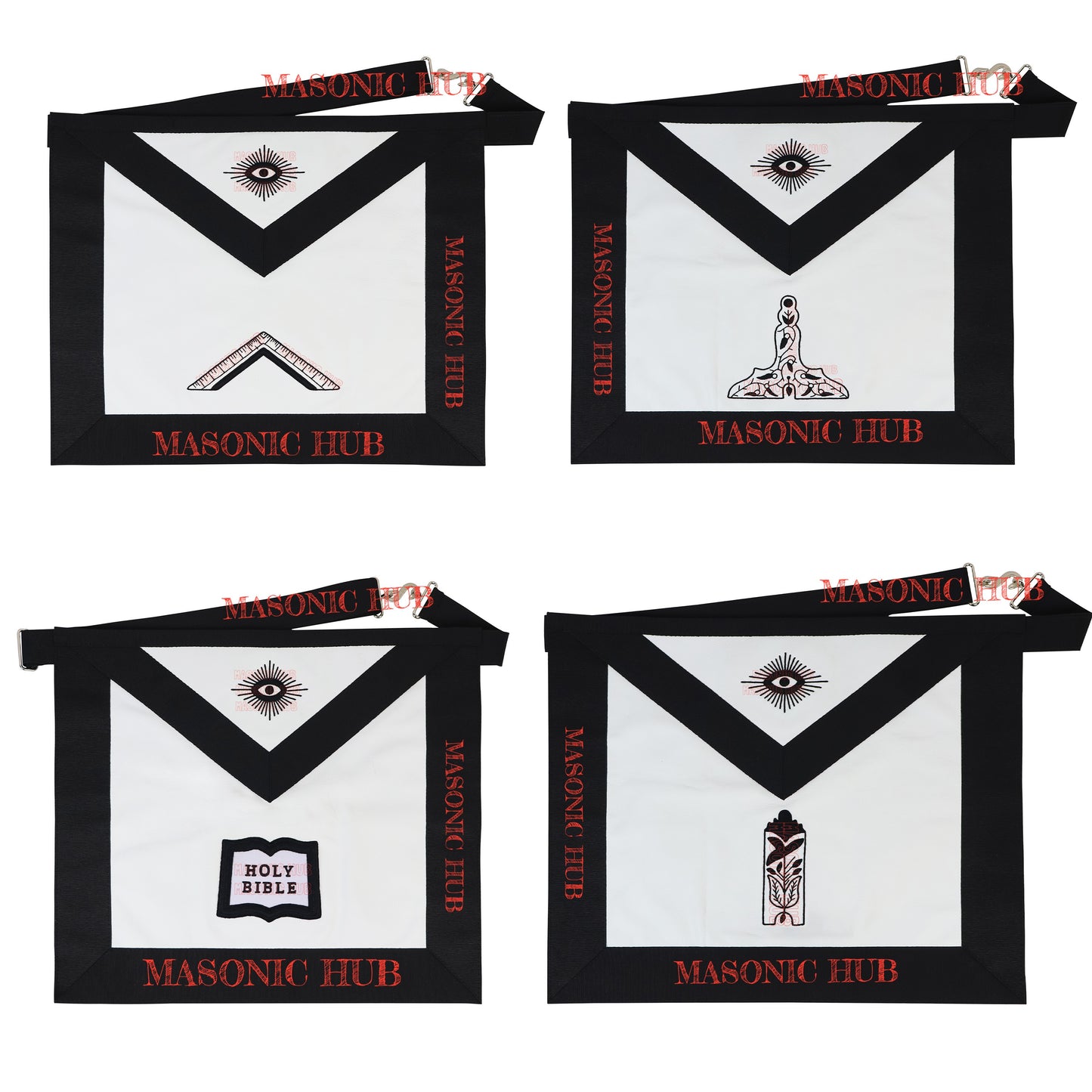 Handmade Masonic Funeral Apron – Lambskin & Silk Embroidery – Blue Lodge Officer