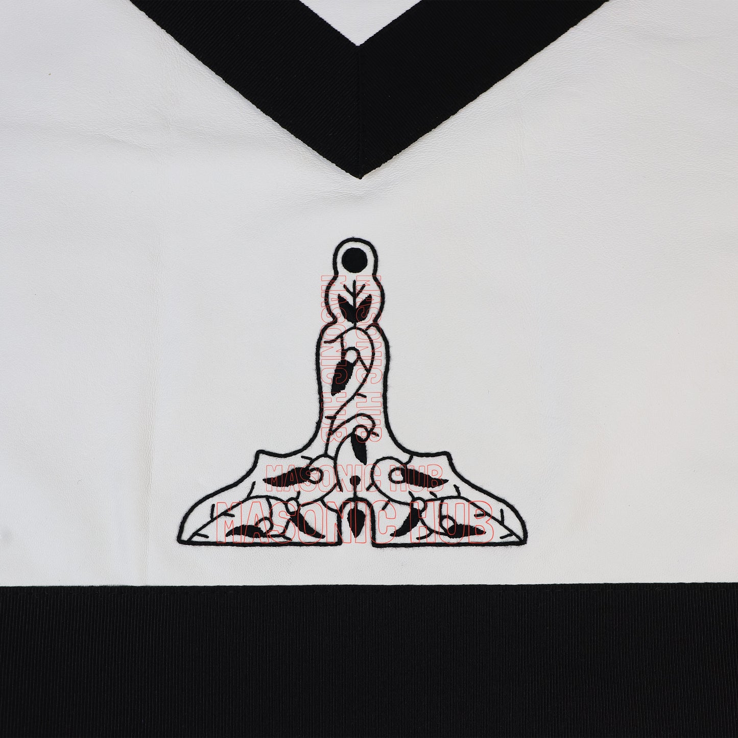 Handmade Masonic Funeral Apron – Lambskin & Silk Embroidery – Blue Lodge Officer