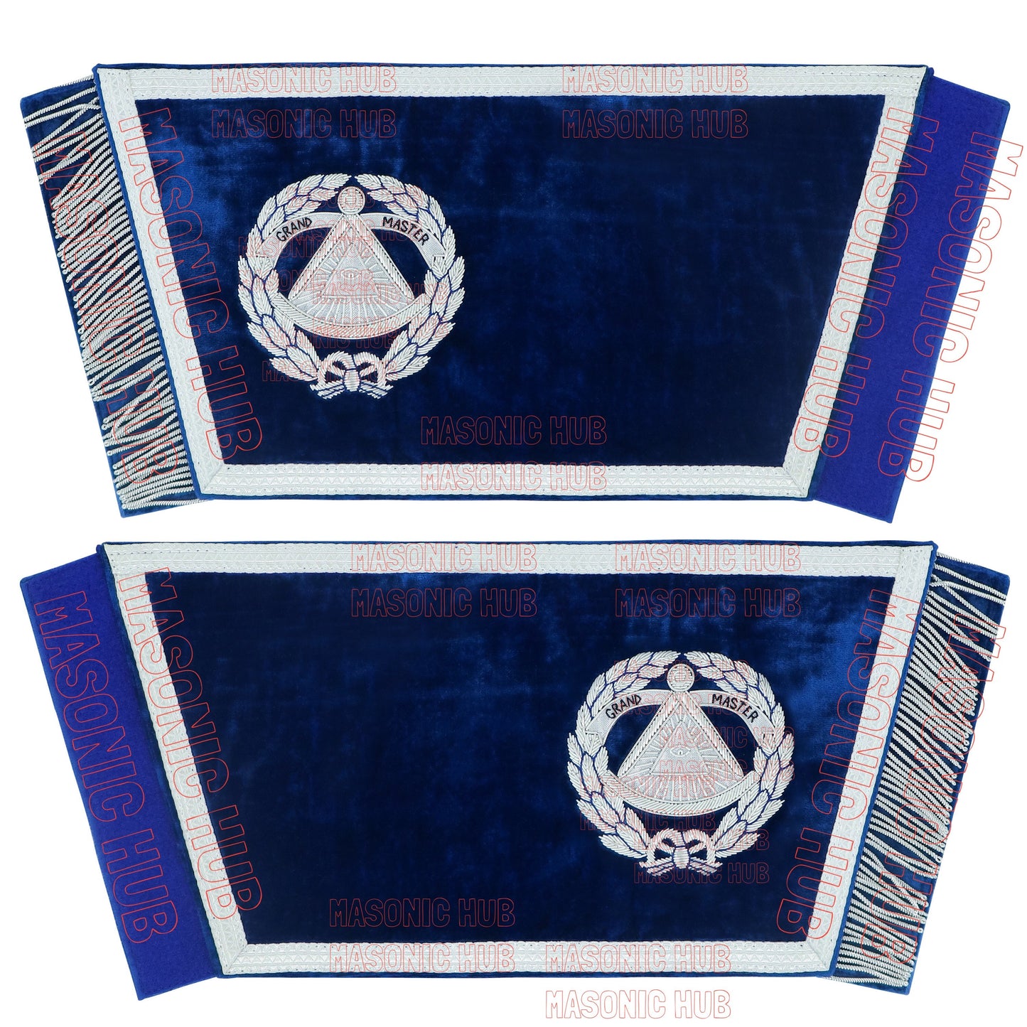 Masonic Grand Master Sheep Apron & Cuff w/ Compass & Square, Eye, Laurel Wreath