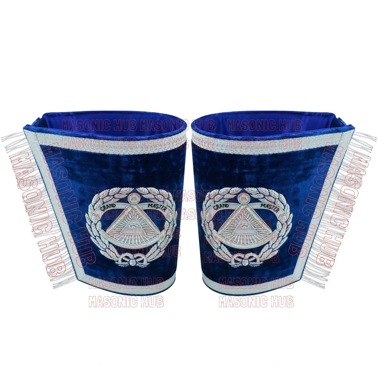 Handcrafted Masonic Regalia Grand Master Gauntlets Cuffs Embroidered with Fringe