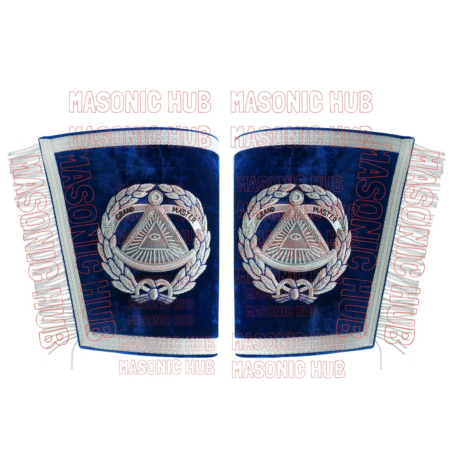 Masonic Grand Master Sheep Apron & Cuff w/ Compass & Square, Eye, Laurel Wreath