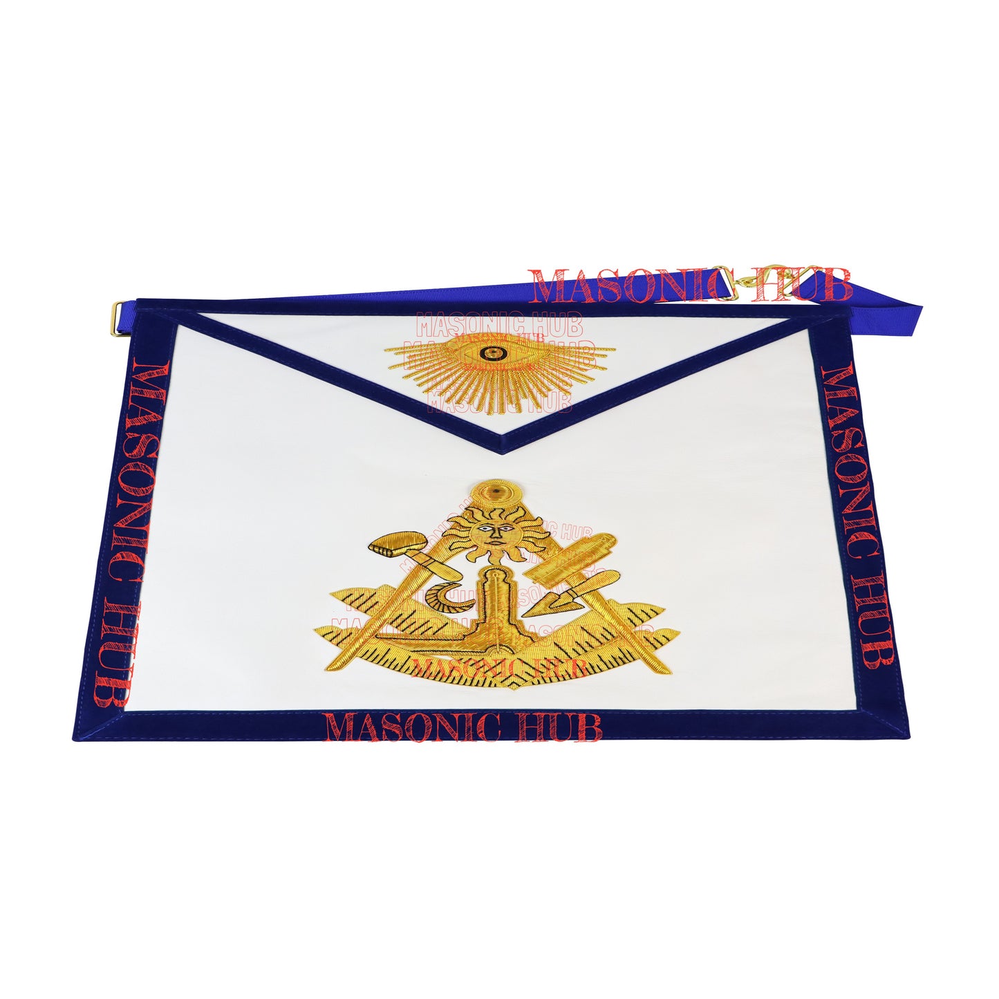 Paul Revere Jewel Past Master Masonic Apron – 100% Lambskin – Texas Regulation – Hand-Embroidered Gold Bullion – Blue Lodge Regalia