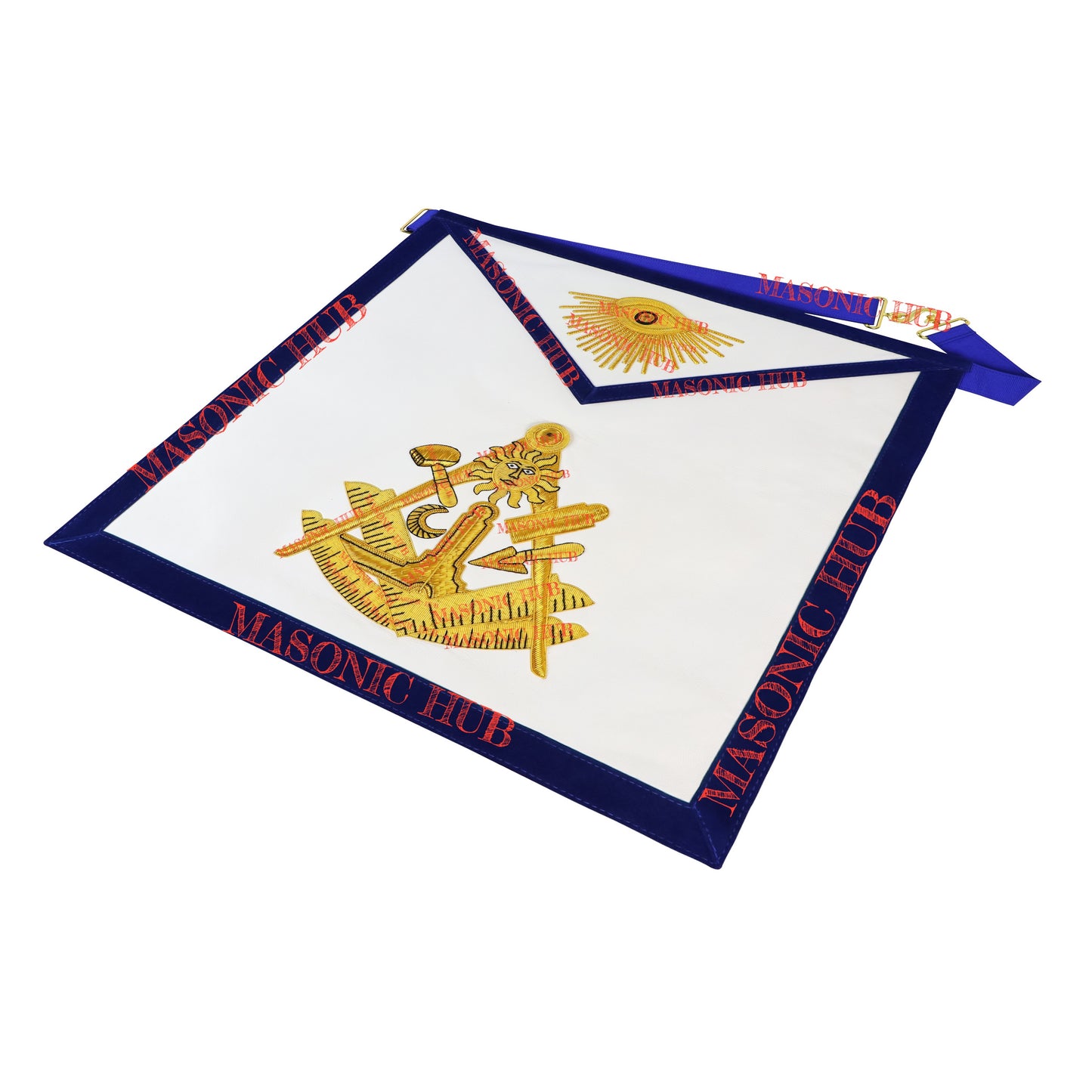 Paul Revere Jewel Past Master Masonic Apron – 100% Lambskin – Texas Regulation – Hand-Embroidered Gold Bullion – Blue Lodge Regalia