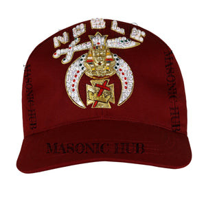 Shriner Noble Maroon Baseball Cap – Gold Tassel & Rhinestone Embellishments Masonic Hub