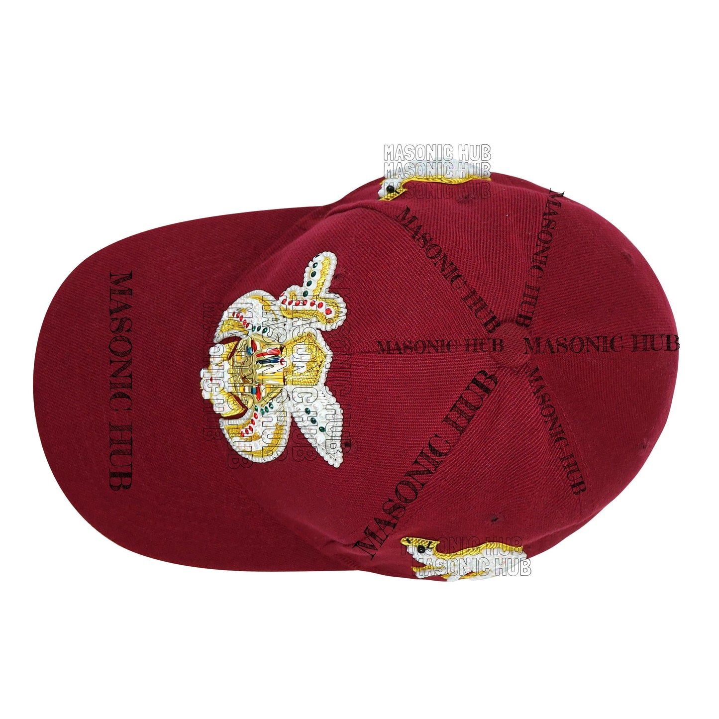 Masonic Shriner Maroon Cap – Handcrafted with Lotus Emblem, Rhinestones & Camel