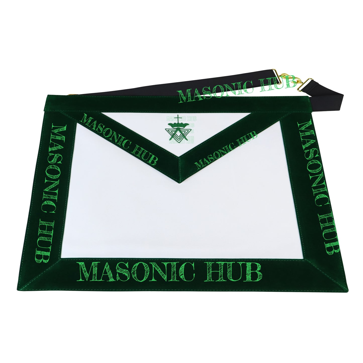 Allied Masonic Degrees (AMD) Member Apron – Dark Green Velvet Border – Freemason