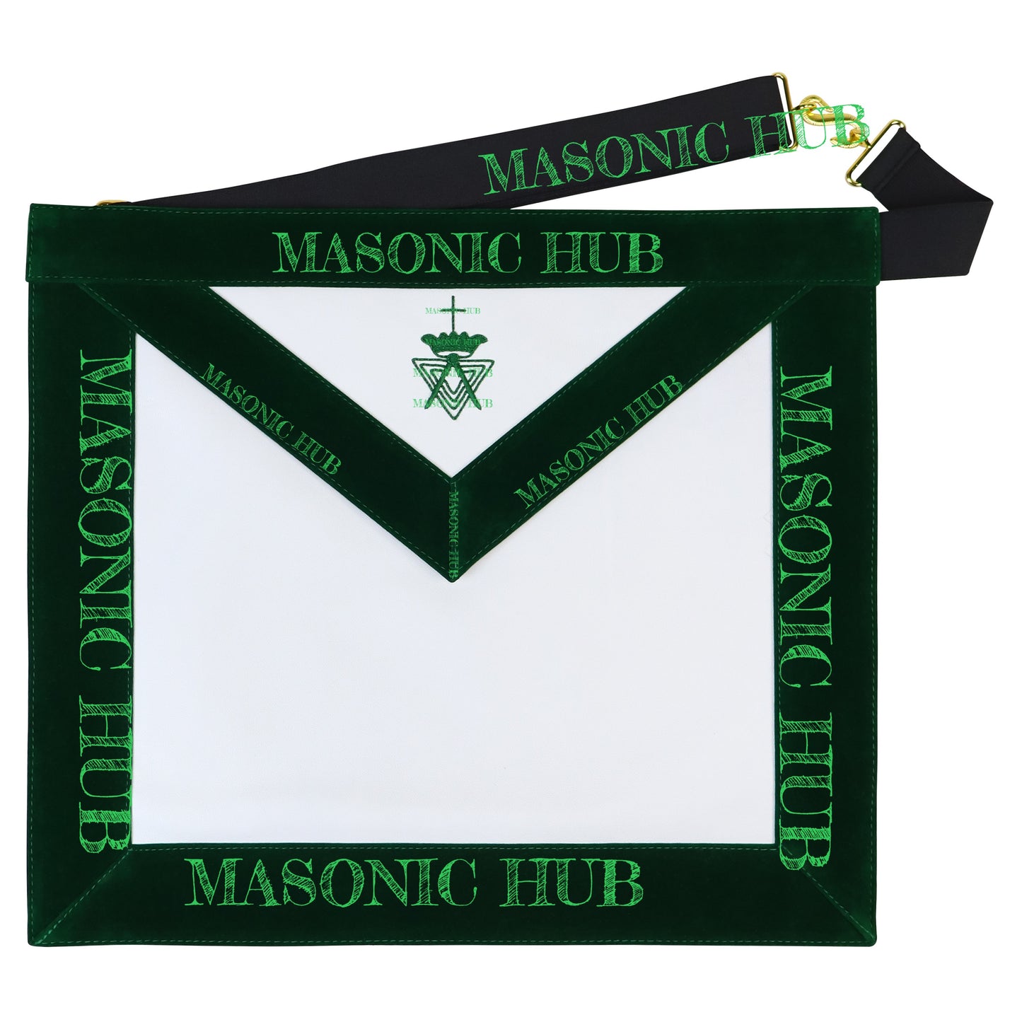 Allied Masonic Degrees (AMD) Member Apron – Dark Green Velvet Border – Freemason