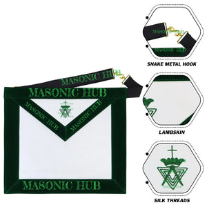 Allied Masonic Degrees (AMD) Member Apron – Dark Green Velvet Border – Freemason Masonic Hub