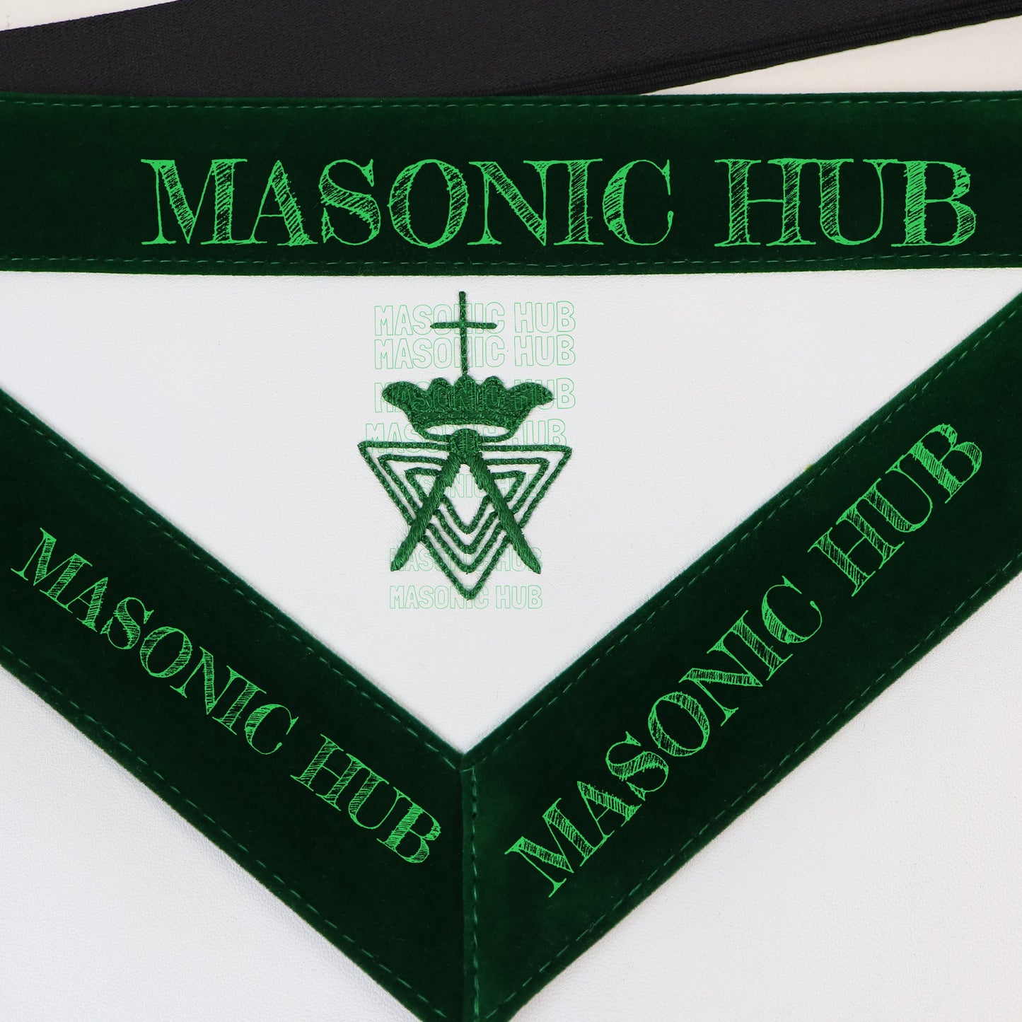Allied Masonic Degrees (AMD) Member Apron – Dark Green Velvet Border – Freemason