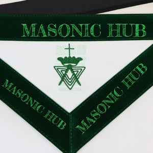 Allied Masonic Degrees (AMD) Member Apron – Dark Green Velvet Border – Freemason Masonic Hub