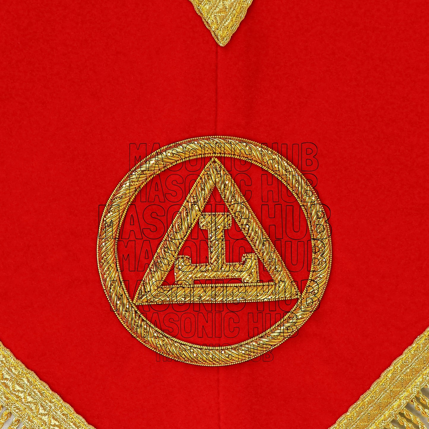 Handmade Masonic Royal Arch Member Collar - Red Velvet with Gold Fringe
