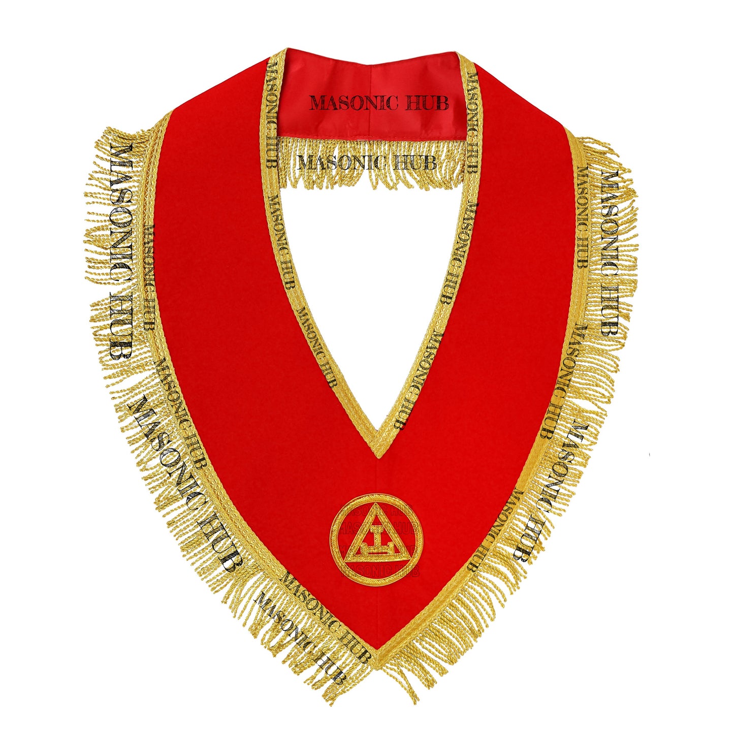 Handmade Masonic Royal Arch Member Collar - Red Velvet with Gold Fringe