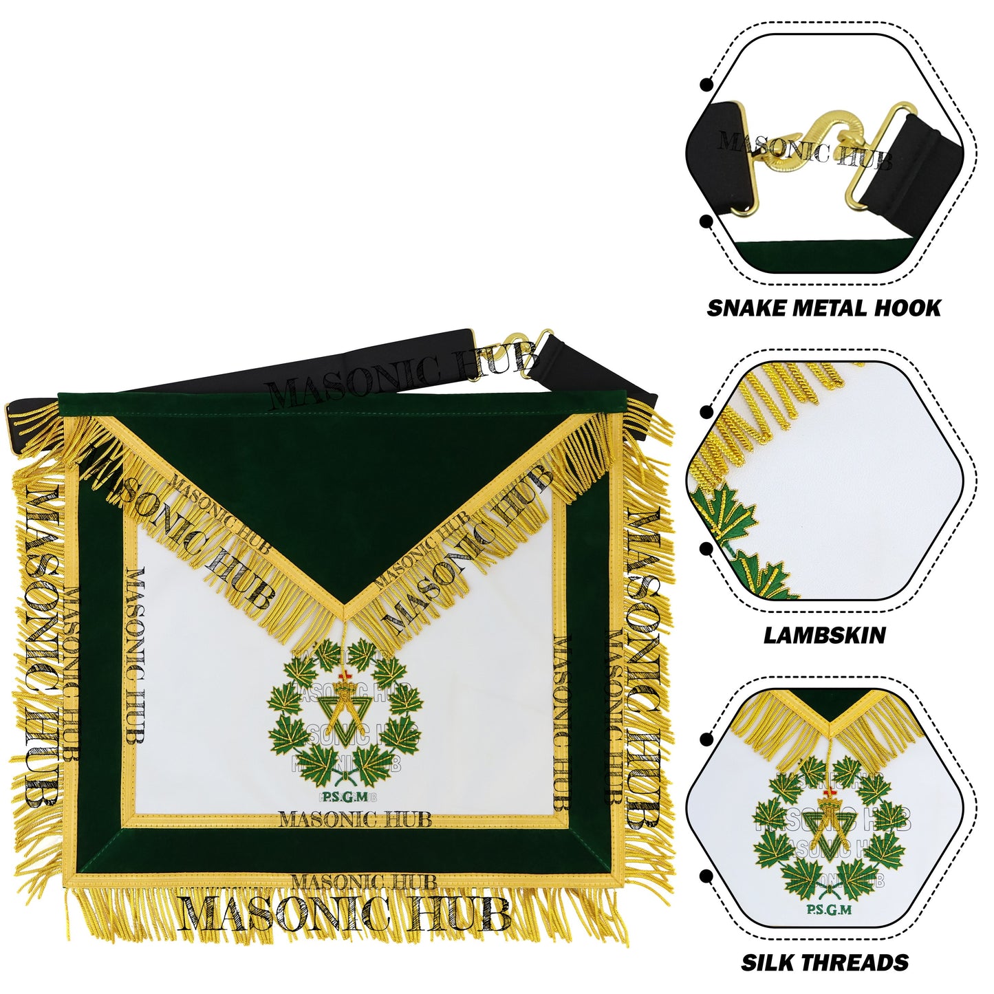 Hand-Embroidered Past Sovereign Grand Master Apron - Allied Masonic Degrees