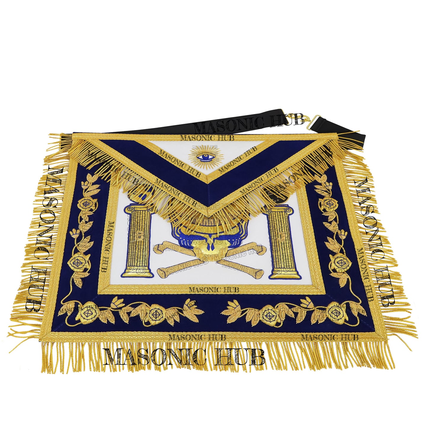 Past Master Skull & Cross Bones 100% Lambskin Masonic Apron - Handcrafted