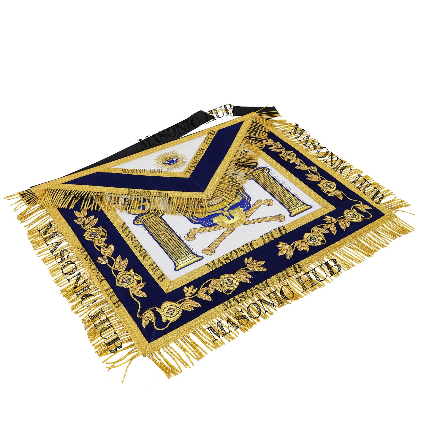 Past Master Skull & Cross Bones 100% Lambskin Masonic Apron - Handcrafted