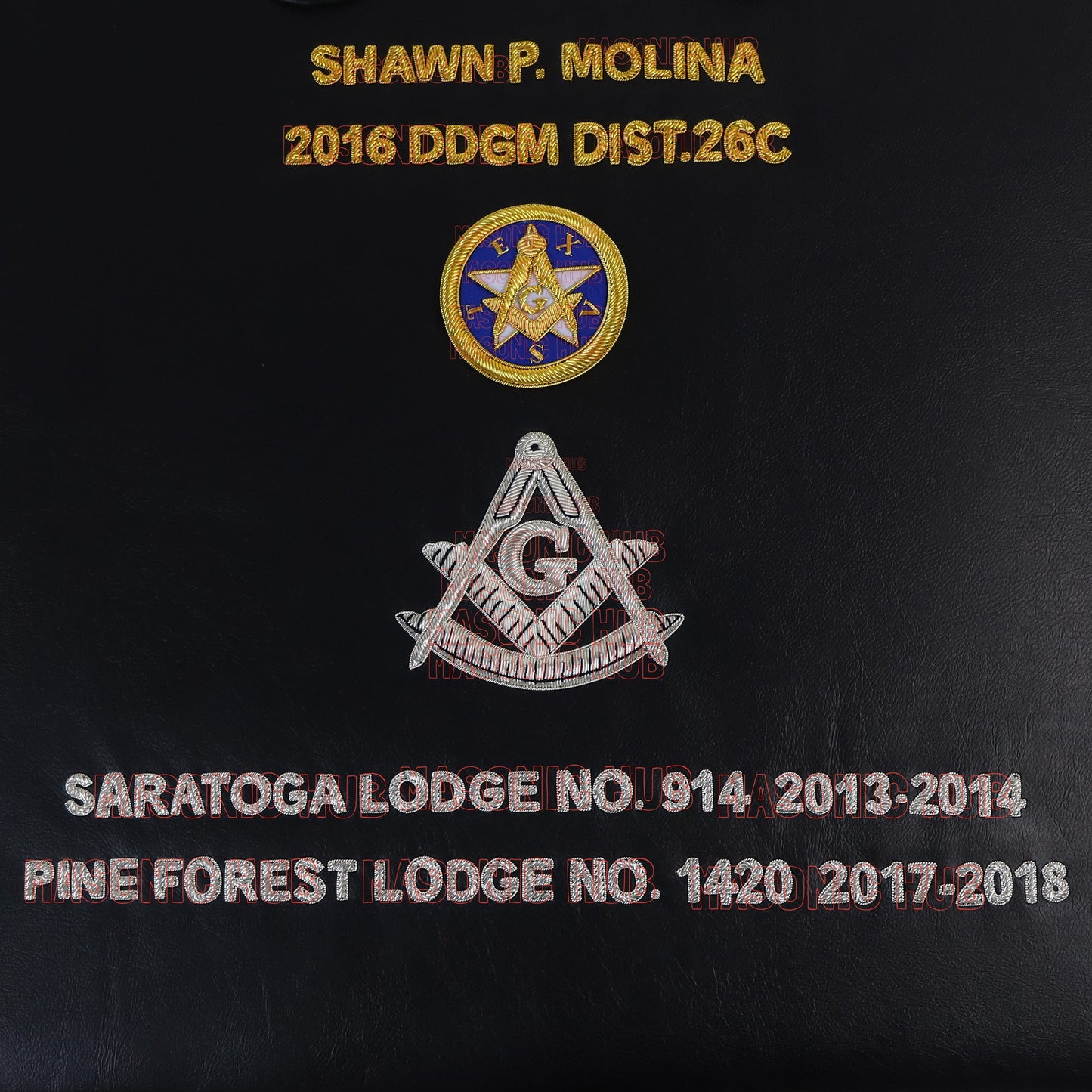 Custom Texas Masonic Apron Case - Embroidered with Texas Star, Compass & Square