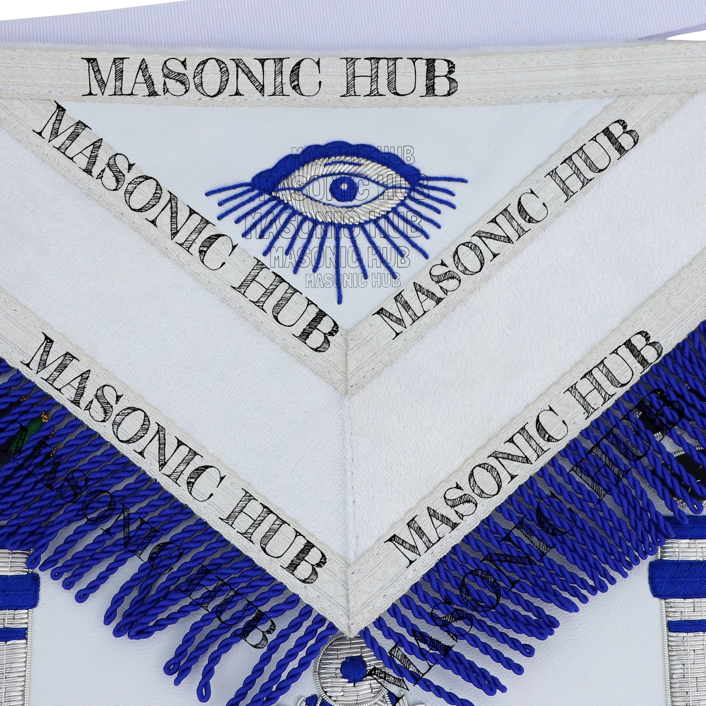 Past Master Lambskin Apron with Sunburst Emblem, Pillars, Silver Bullion Fringe & Eye Flap – Masonic Hub