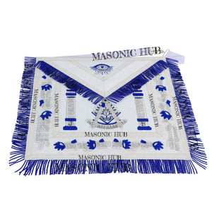 Past Master Lambskin Apron with Sunburst Emblem, Pillars, Silver Bullion Fringe & Eye Flap – Masonic Hub Masonic Hub